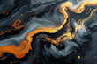 A detailed texture of black, white and gold waves with golden highlights in the style of various artists. Created with Ai