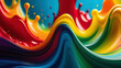 Vibrant Rainbow Splash: Abstract Background with Colorful Liquid Ink Flow