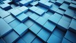 Modern Blue Background. Trendy Three-Dimensional Tech Landscape with Aligned Blocks