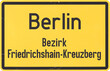 Ortsschild Berlin Bezirk Friedrichshain-Kreuzberg