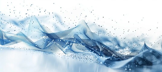 Leinwandbilder - Abstract particles wave flow technology background. Digital data information. Generative AI technology.
