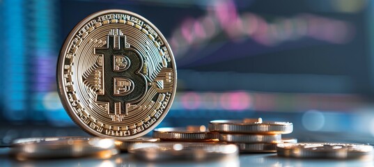 Poster - Bitcoin currency. Generative AI technology.