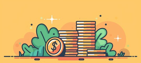 Poster - Gold coin money illustration. Business finance investment and interest concept. Generative AI technology.