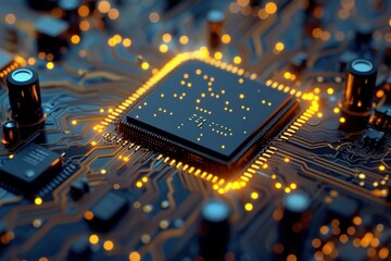 Poster - Futuristic Abstract microchip board. Modern component. Generate AI