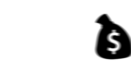 Poster - Animation set, bag of money symbol. Animations: transparency, zooms, transition top to down, transition left to right, slide up to down, slide left to right