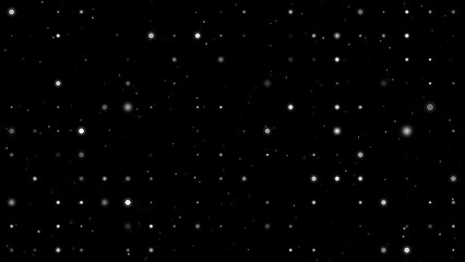 Poster - Template animation of evenly spaced suns of different sizes and opacity. Animation of transparency and size. Seamless looped 4k animation on black background with stars