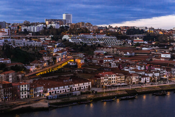 Wall Mural - Aerial view on Port Wine cellars in Vila Nova de Gaia, Portugal