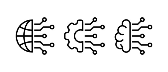 Artificial intelligence icon vector set. Circuit board symbol