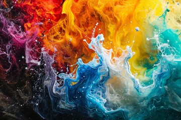 Poster - fluid acrylic colors in water. pigment drop. generate ai
