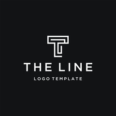 Poster - Initial Letter T Monogram with Luxury Elegant Geometric Shape Line Art Logo Design