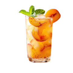 Wall Mural - Glass of fruity drink with peach slice