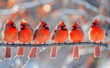Fototapeta Tulipany - Cardinals in Winter