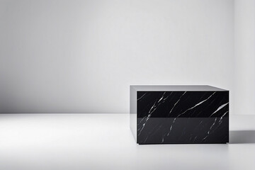 Poster - Black podium on white background for display product material from black stone can be use for presentation jewelry, watch, cosmetic