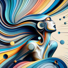 Sticker - futuristic portrait of a woman