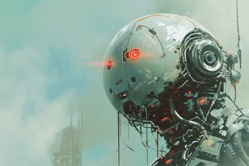 Poster - Autonomous Ai concept robot. Computer data. Generate Ai