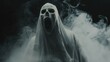 Spine-chilling Halloween scene with spectral undead ghost. Eerie atmosphere and terror.