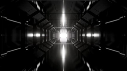 Wall Mural - abstract empty futuristic dark corridor or tunnel with moving light. modern fashion 3d animation. re