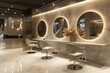 Modern Hairdresser salon interior wall. Style clean. Generate Ai
