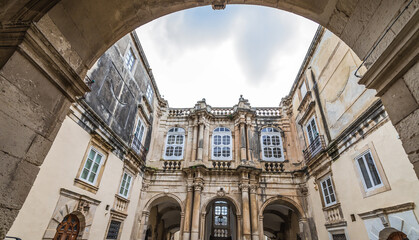 Wall Mural - Courtyard of Beneventano del Bosco building on Cathedral Square on Ortygia island, old part of Syracuse, Sicily, Italy