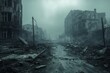 A destroyed city after war. 3D rendering