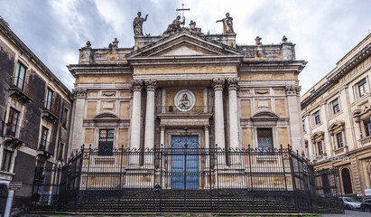 Canvas Print - Church of San Biagio on Stesicoro Square in Catania, Sicily Island, Italy