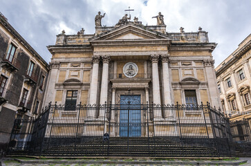 Poster - Facade of Church of San Biagio on Stesicoro Square in Catania, Sicily Island, Italy