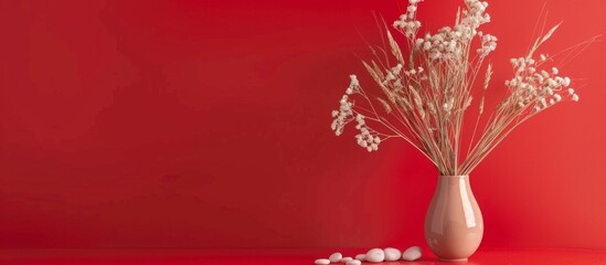 Wall Mural - A vase of flowers on a red surface