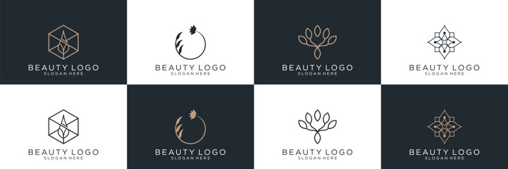 Wall Mural - flower logo design. beauty salons, decorations, boutiques, spas, yoga, cosmetic and skin care products. premium