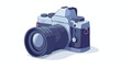 Photo camera with with lens and button.3d vector icon