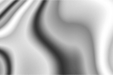 Poster - Abstract simple flat black and white halftone circles wavy texture consists of different dots isolated on white background. Geometric vector shape elements pattern for presentation design or banner