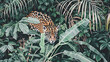 Fierce jaguar stalking its prey amidst the dense foliage of the Amazon jungle


