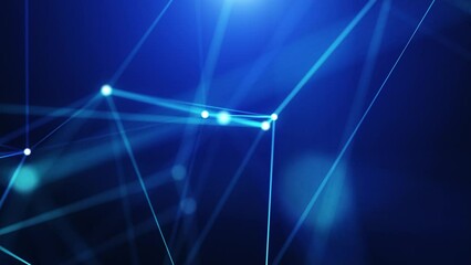 4K Plexus of moving glowing dots and lines. Network or digital connection. Technology and Digital soft elegance blue loop background.