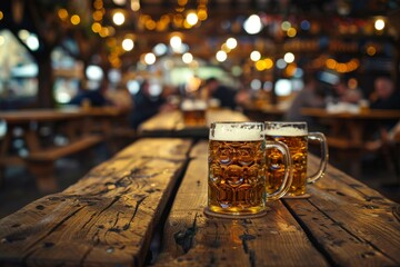 Wall Mural - glasses of beer on the table Bavaria Germany