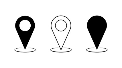 Fototapete - Map pin flat design style. Pointer minimal vector symbol. Marker sign icons.