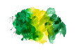 Green and yellow blended watercolor splotches on transparent background.