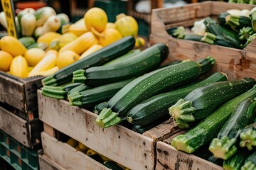 Poster - Organic zucchini on the market.