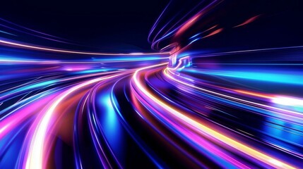 Wall Mural - abstract cyberpunk light trails futuristic background