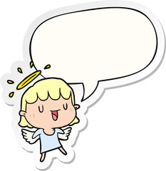 Sticker - cute cartoon angel with speech bubble sticker