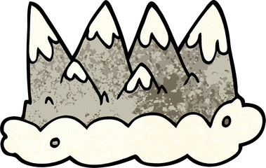 Wall Mural - grunge textured illustration cartoon mountains