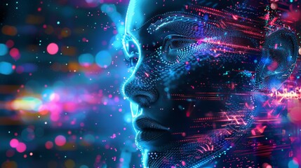 Poster - Futuristic a Woman's thg Face