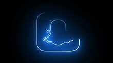 Glowing Neon Line Snapchat Icon Isolated on Black Background. 4K Ultra HD Video Motion Graphic Animation.