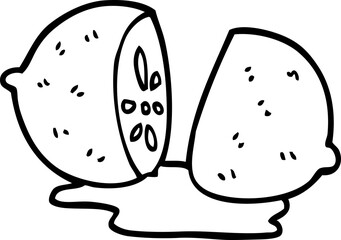 Wall Mural - line drawing cartoon sliced lemon