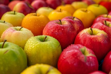 Wall Mural - Red green apples. Nutrition ripe. Generate Ai