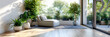 Luxurious Outdoor Living, Modern Sofa and Decor in a Serene Garden Setting for Ultimate Relaxation