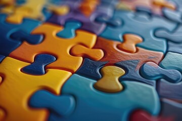 Fototapete - A close up of a colorful puzzle piece, perfect for various projects