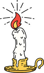 Sticker - illustration of a traditional tattoo style spooky melting candle