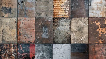 Aufkleber - A collection of weathered metal panels with flaking paint. Suitable for industrial backgrounds