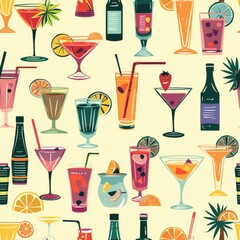 Poster - A collection of different types of drinks and beverages. Suitable for various concepts and themes
