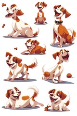 Poster - Collection of cartoon dogs showing different emotions. Ideal for children's books or educational materials
