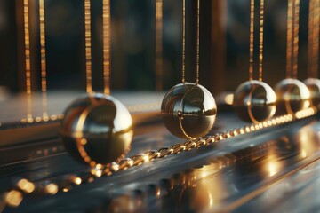 Poster - Spheres hanging from a chain, versatile image for various projects